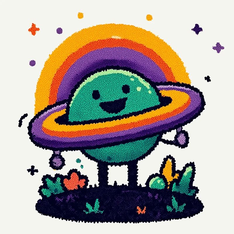 Bunter Planet mit Ring
