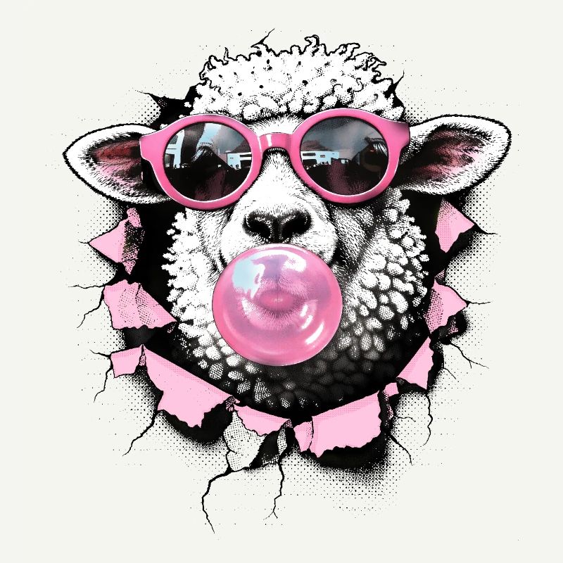 Cooles Schaf – Sommer Halftone Digitale Kunst