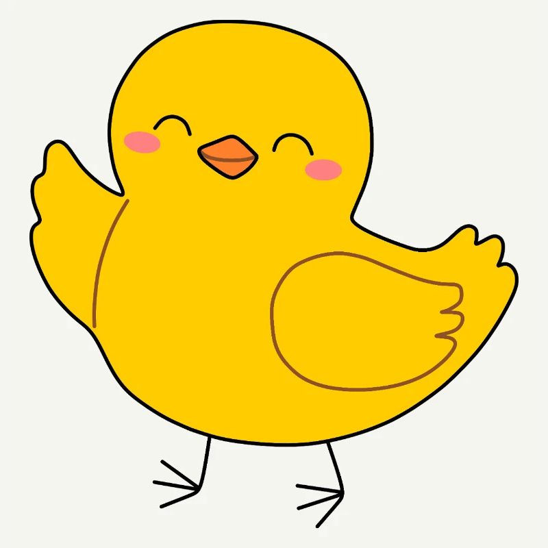 Dessin animé de la Poussin Jaune Joyeuse