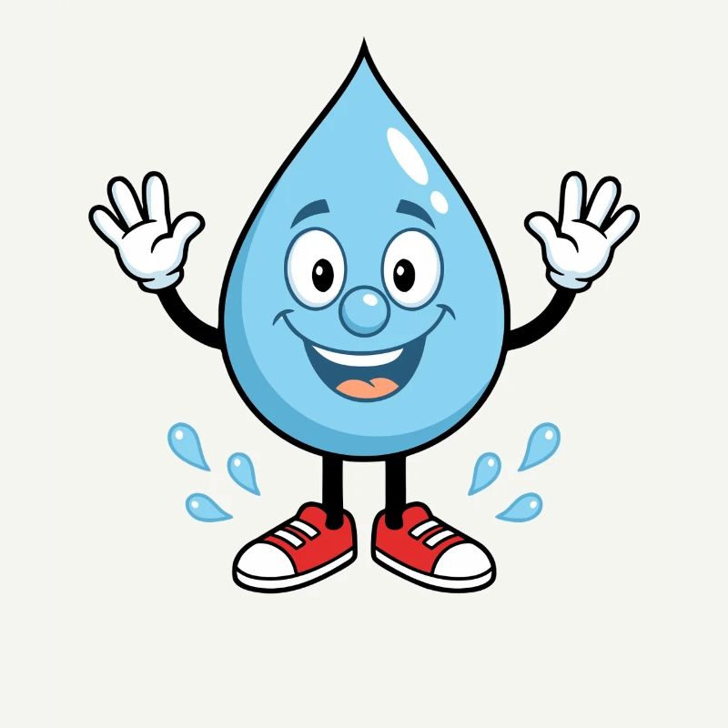Drop d’eau heureuse avec des baskets