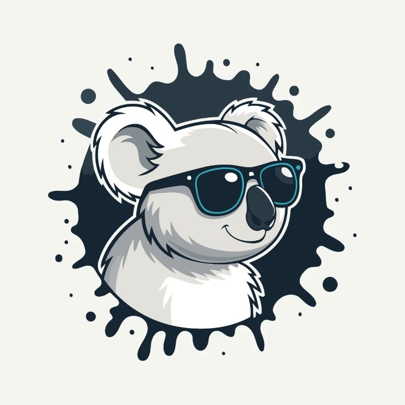 Koala chic glasses on blue splash