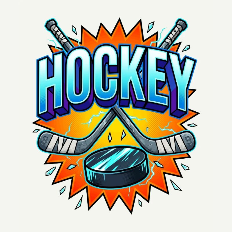 Eishockey Comic Style Schläger und Puck