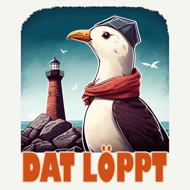 Dat Löppt Möwe Leuchtturm Meer Plattdeutsch Norden