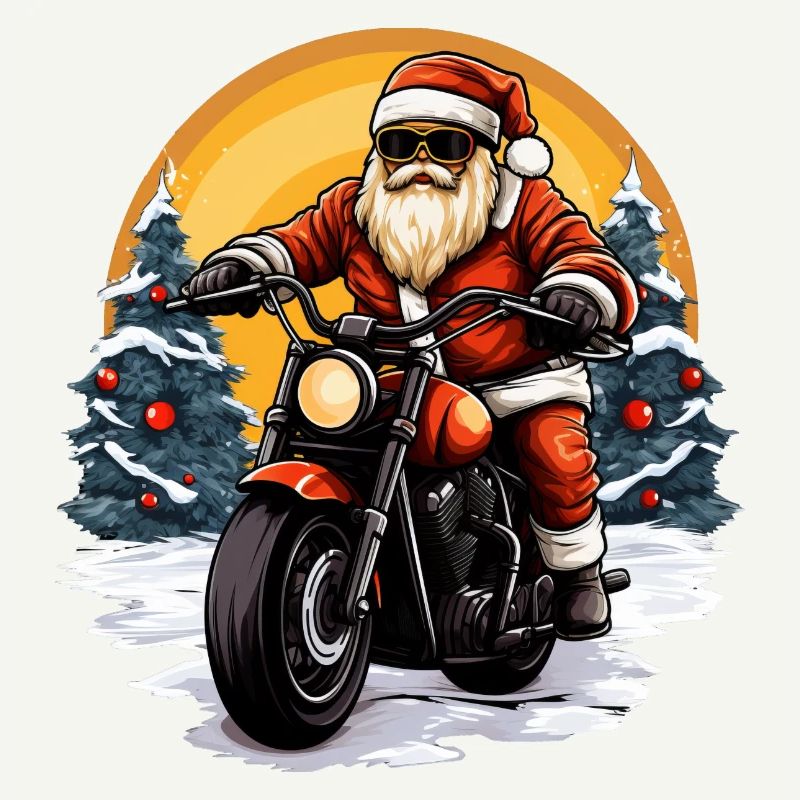 Motorradfahrer Weihnachtsmann