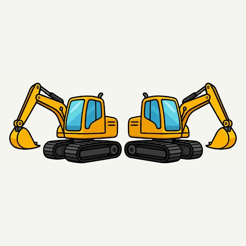 Silhouette de machine de construction double