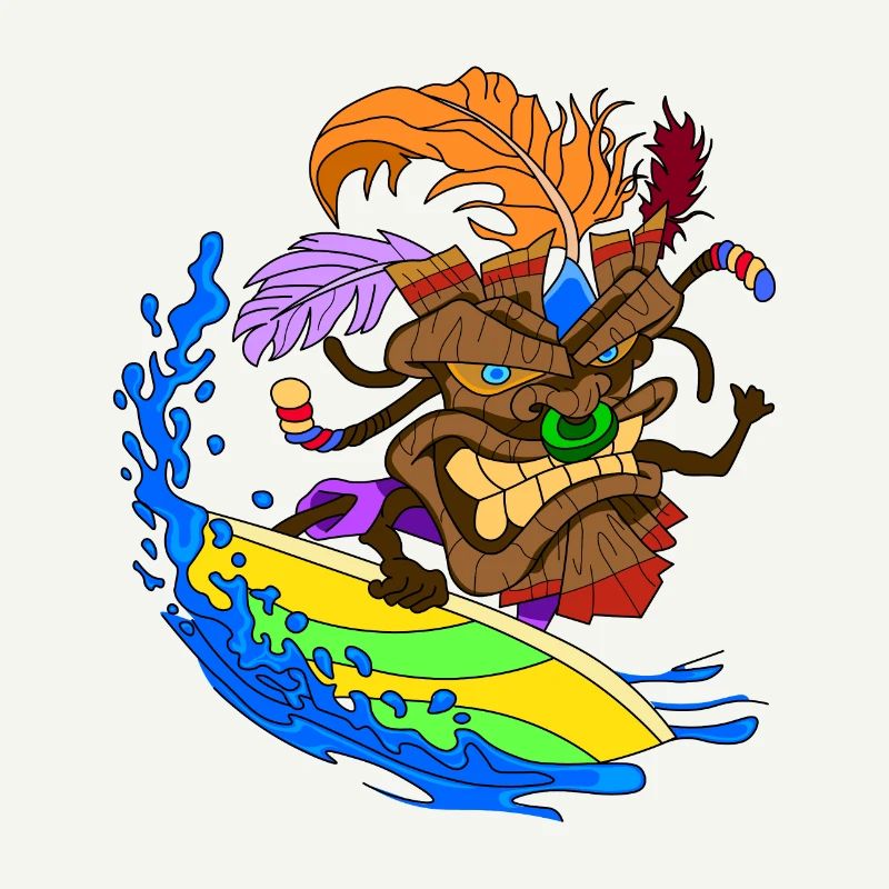 Masque de Tiki surfeur