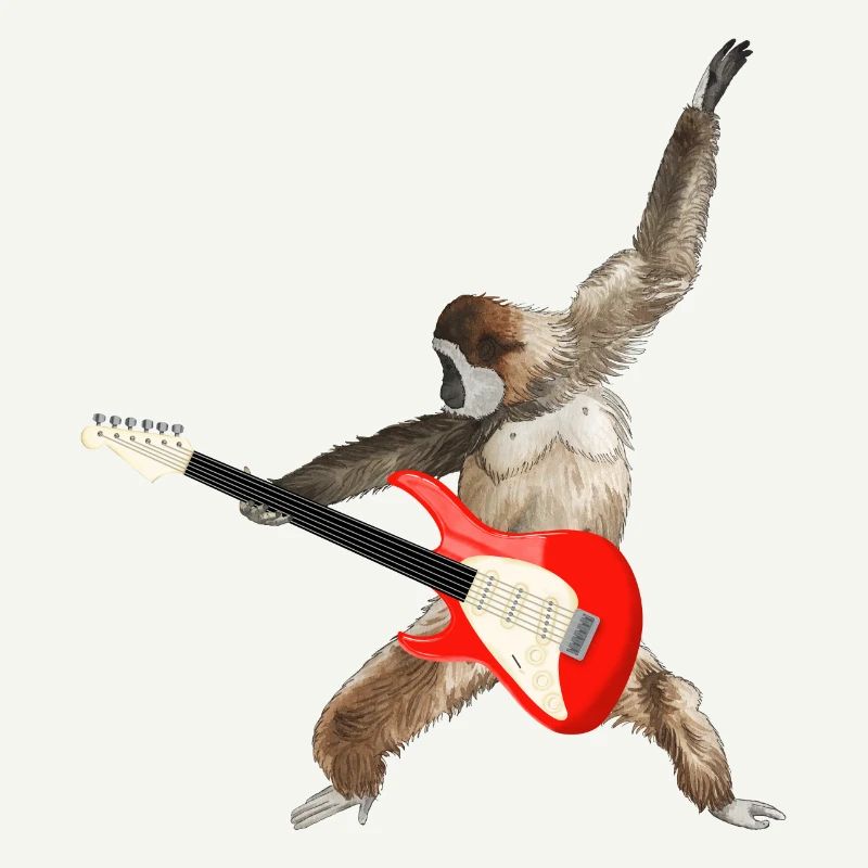 Affe Weißbartgibbon E-Gitarre lets rock