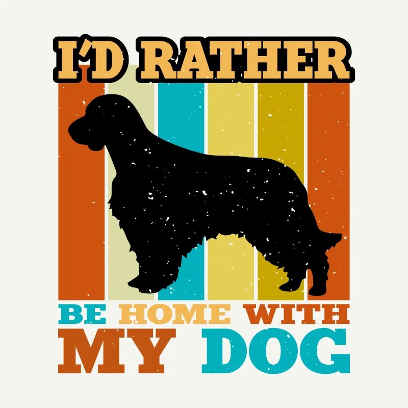 Welsh Springer Spaniel Dog Silhouette Retro Sunset