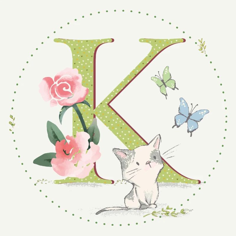 Lettre initiale K avec chat