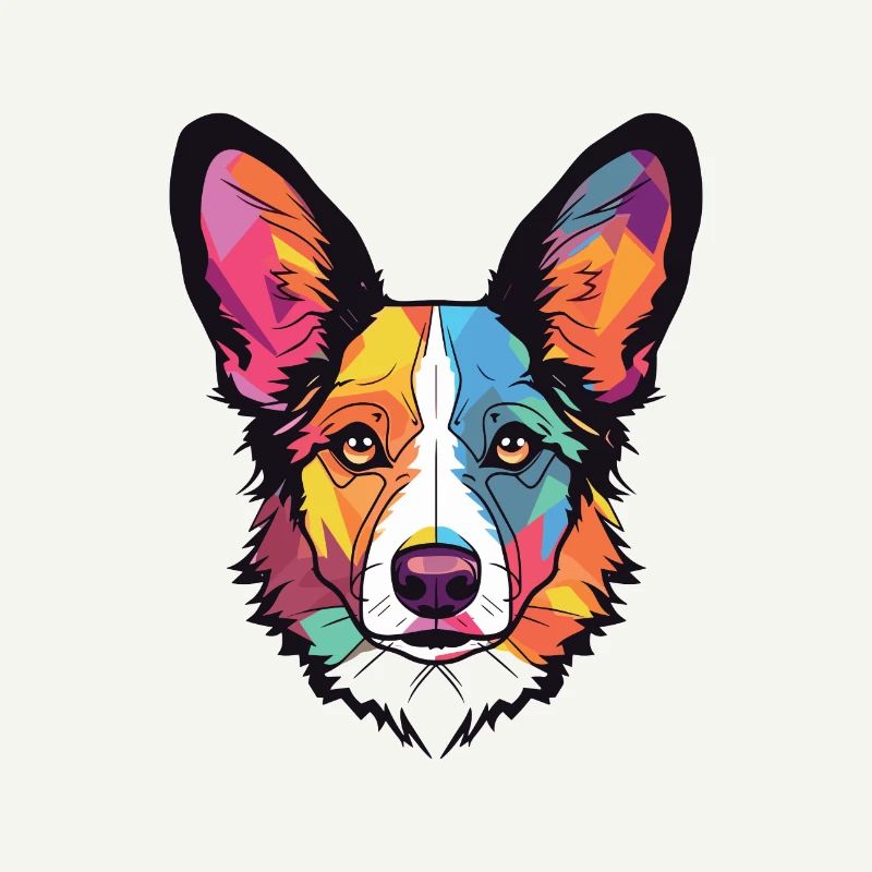 Strickjacke Welsh Corgi Hunderasse buntes Aquarell