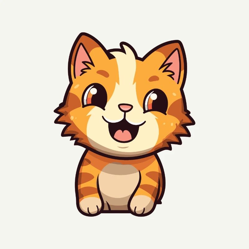 Pixie Bob Cat Cartoon Watercolor Illustration