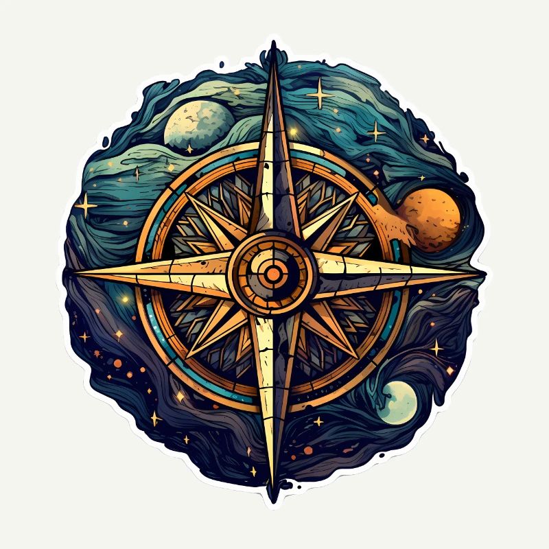 Wunderschöner Boho Kompass - Sonne Mond und Kosmos
