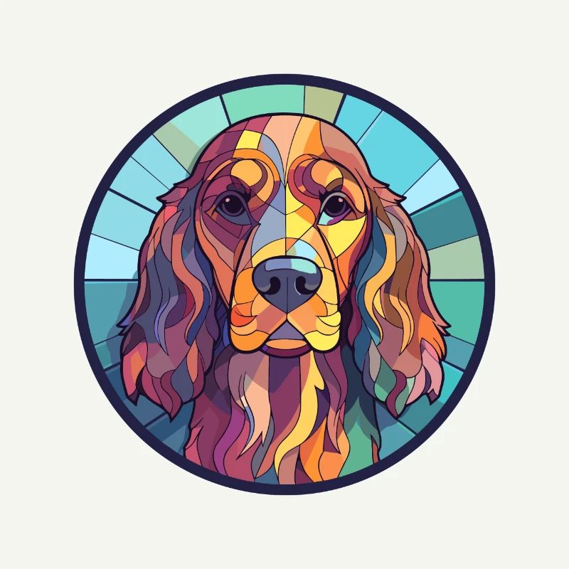 Cocker anglais Spaniel chien vitrail coloré