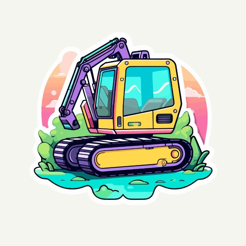 Excavator Construction Site Drawing