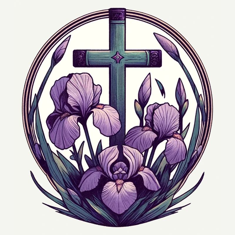 Croix chrétienne violet Iris
