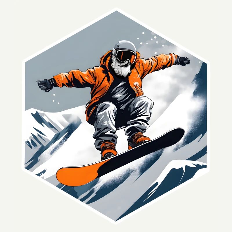 Snowboarder Old Man With Beard