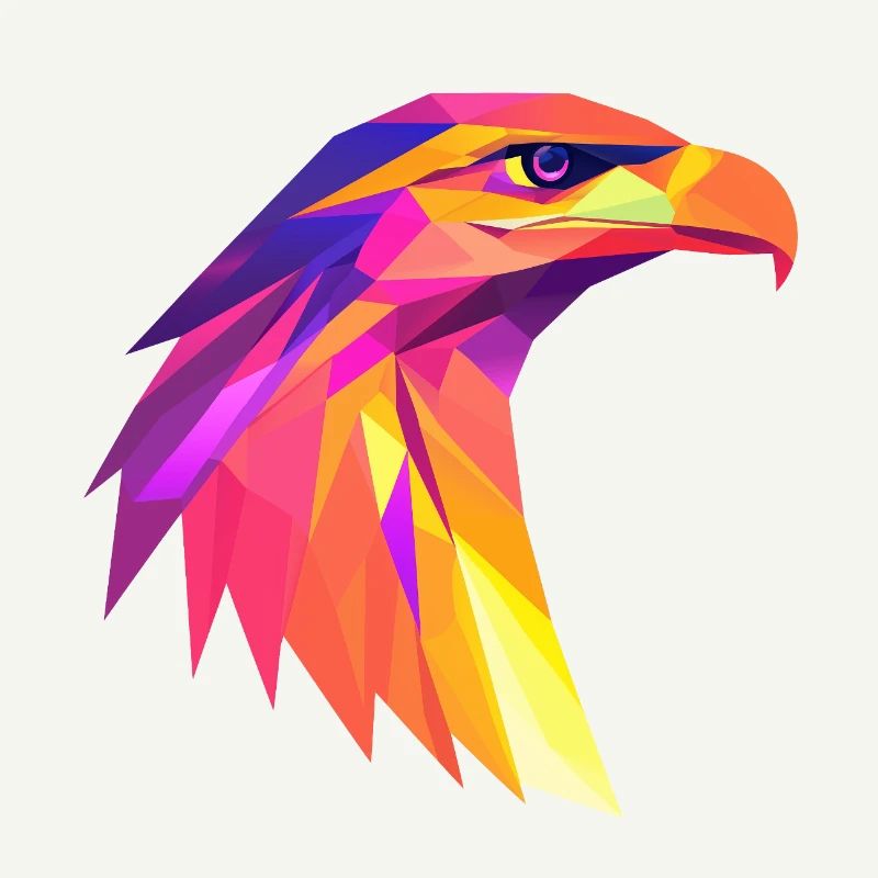 Conception du logo Low Poly de la tête d’aigle