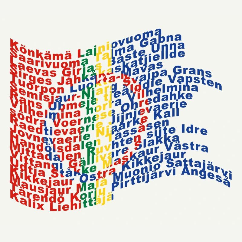Sapmi Flagge mit samischen Dörfern