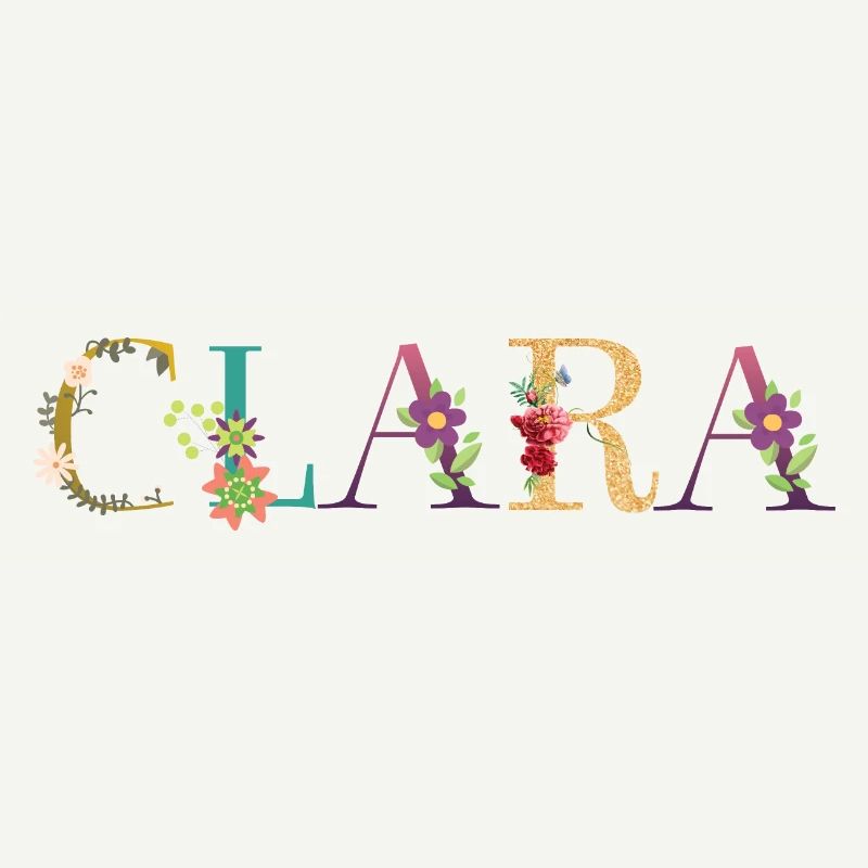Le nom de CLARA est décoré de fleurs