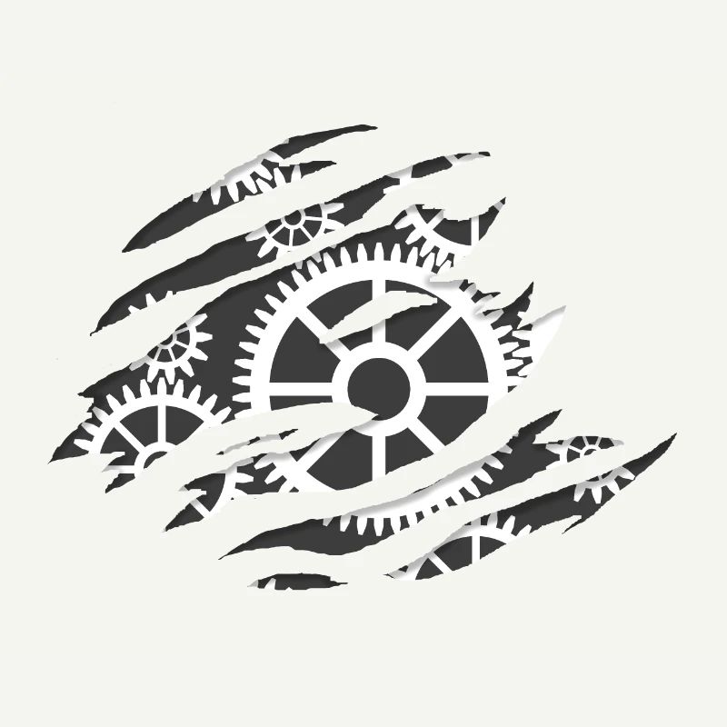 Gear behind torn effect - gift idea