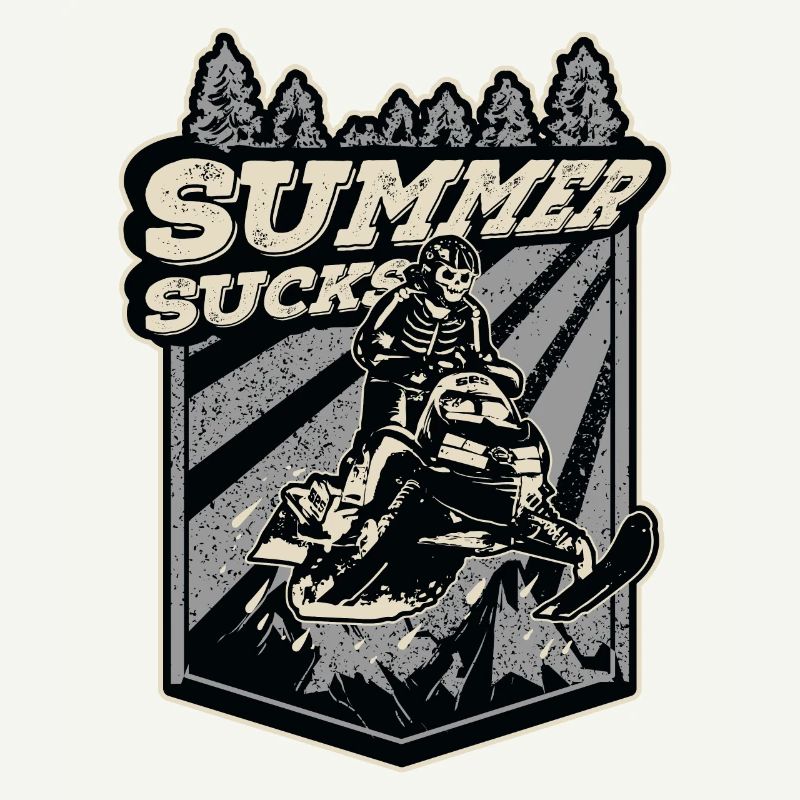 Summer Sucks Snowmobile Skeleton Snowmobiling