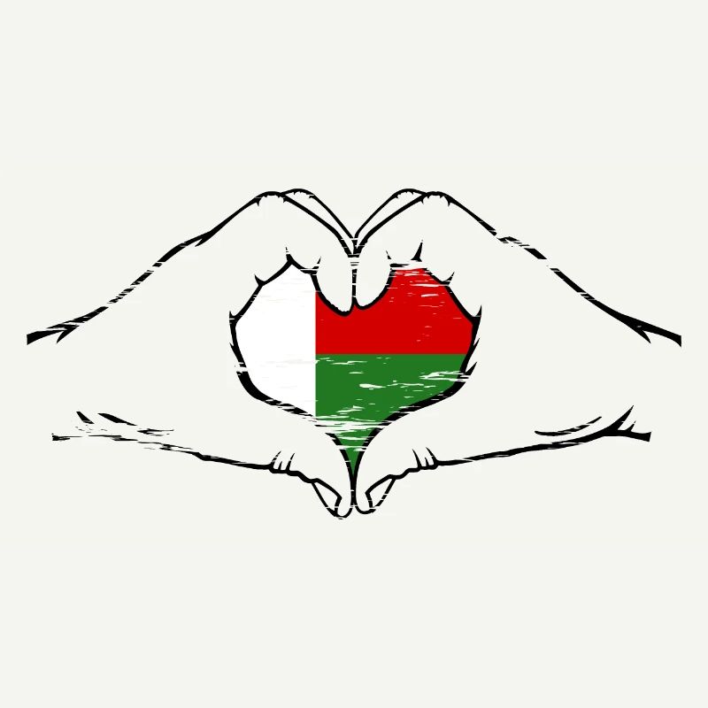 Drapeau de Madagascar en forme de coeur utilisé