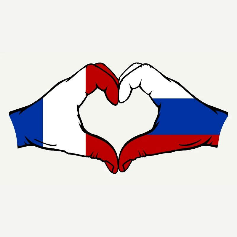 France Russie Drapeau Mains Coeur Forme