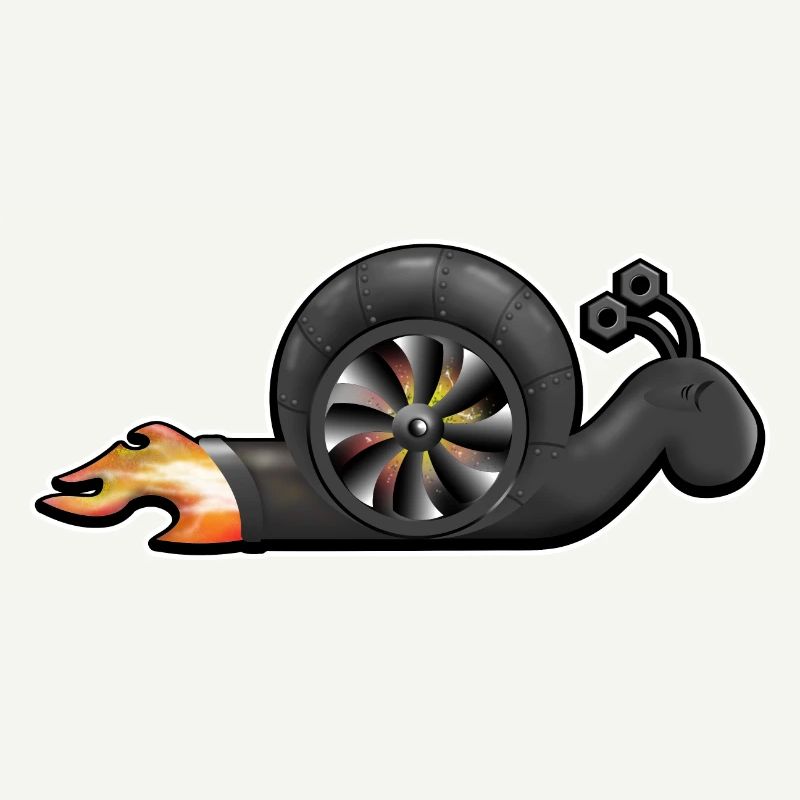 Snail with turbo engine and fire