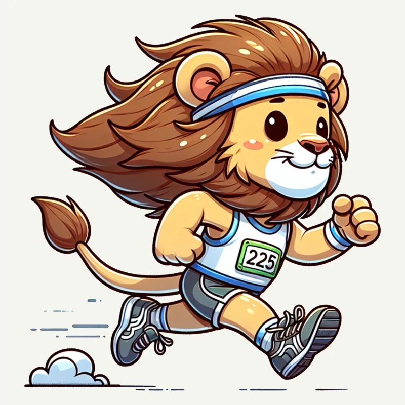 Cute Marathon Runner Lion