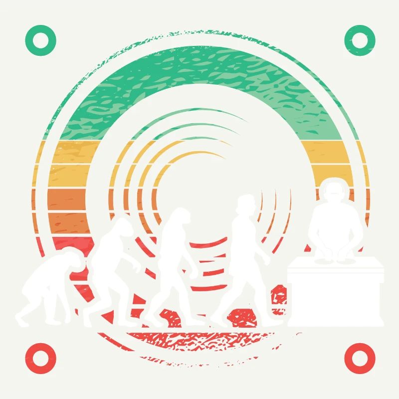 Evolution de l’homme DJ Techno Vinyle Rétro Vintage