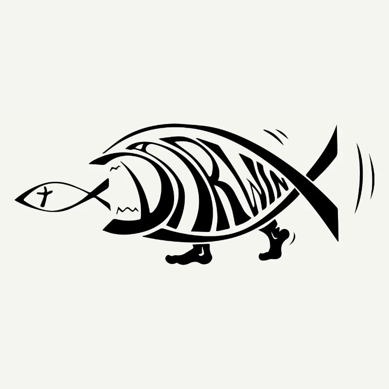 Darwin Fish Eating Jesus Fish Funny Evolution