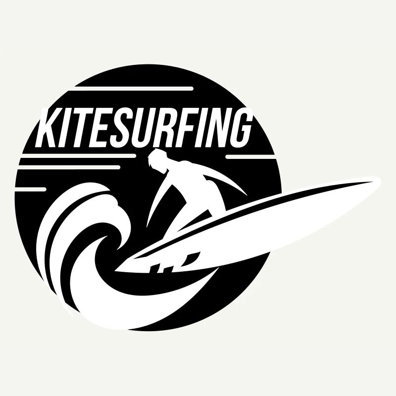 Kitesurfer on kiteboard rides wave