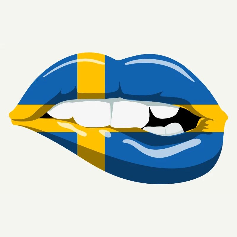 Suède drapeau lèvres Scandinavie vacances bouche