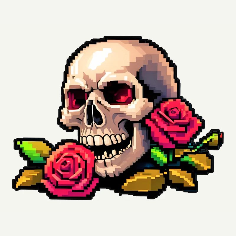 8Bit Skull - Red eyes