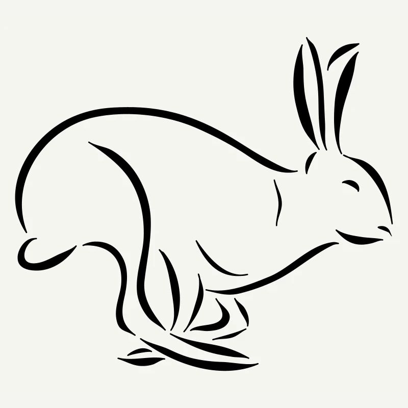 running Hare Hare long ear spoon drawing