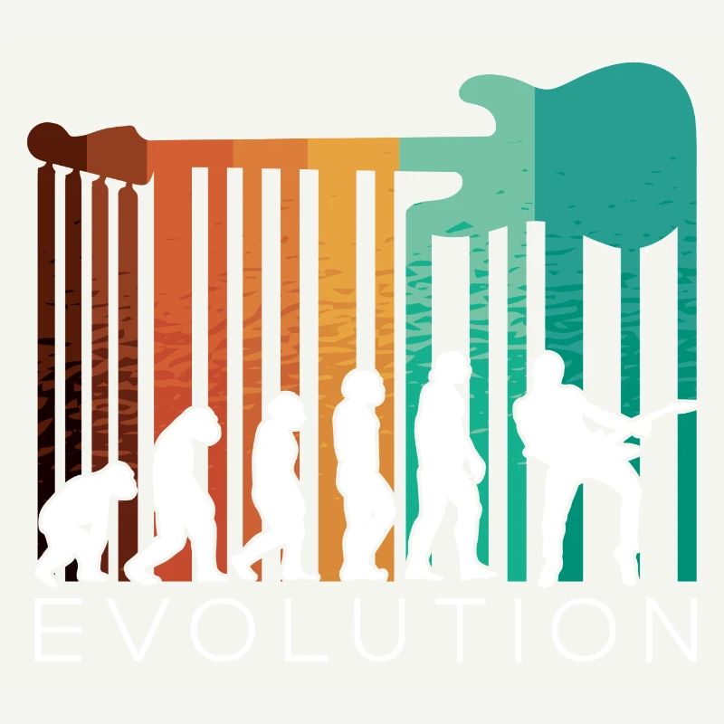 Human Evolution Guitar Band Retro Vintage