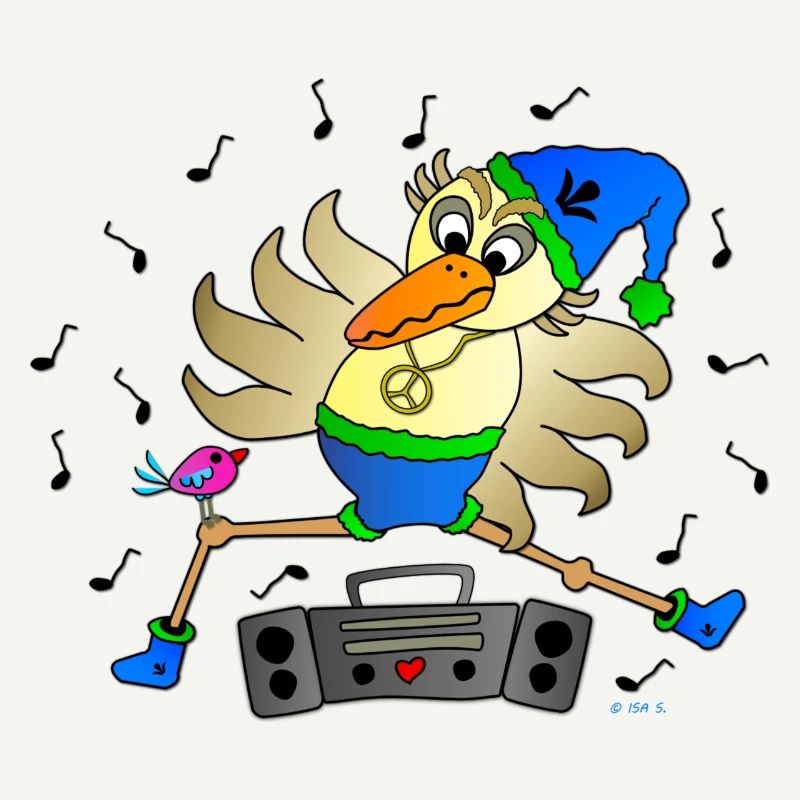 Weird Bird Dancer with Ghetto Blaster Fun Comic