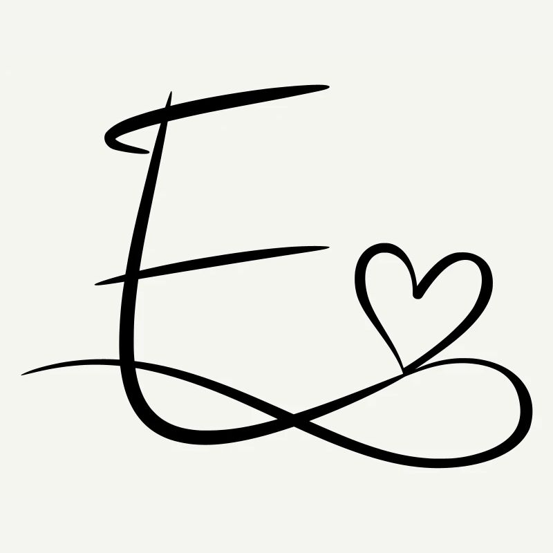 Buchstabe E Anfangsbuchstabe Name Kalligrafie Herz