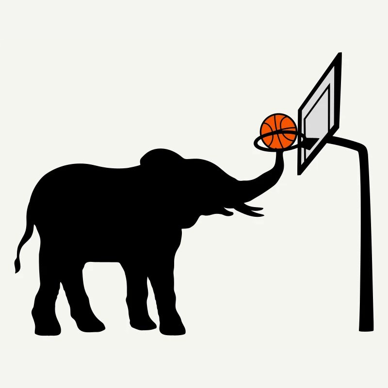 Basketball-playing elephant silhouette