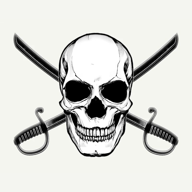 Crâne de drapeau pirate avec épées