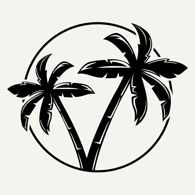 Palm Tree Silhouette Circle