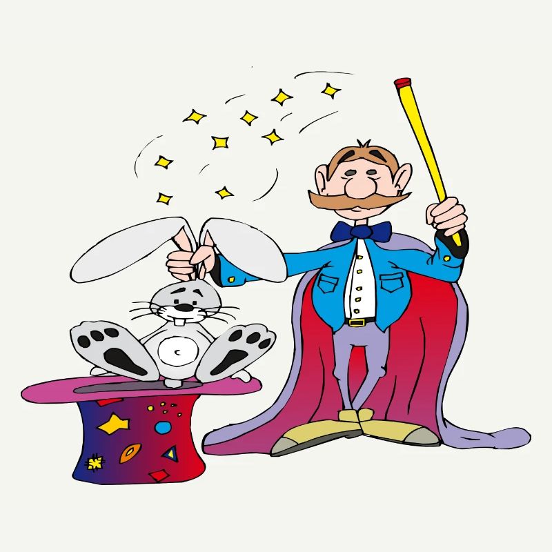 Le magicien sort le lapin du chapeau