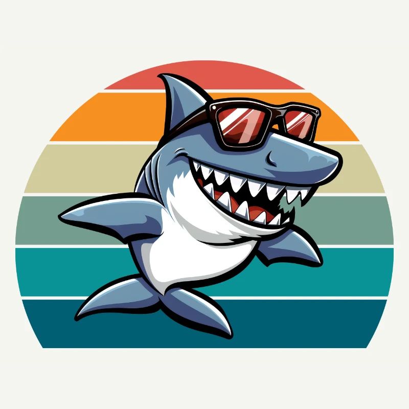 requin rétro drôle plage d’été