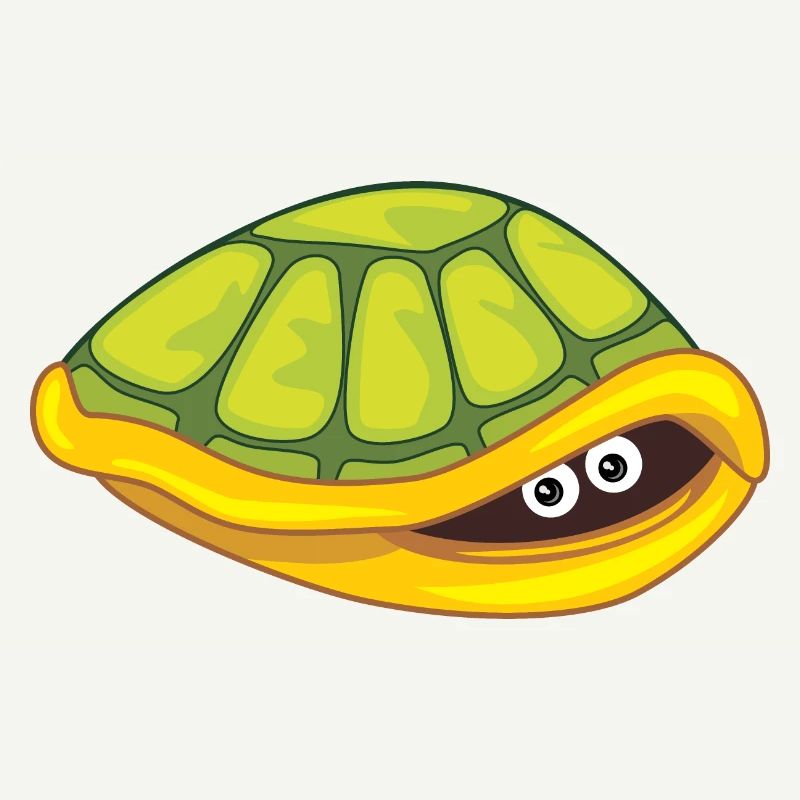 Funny scared turtle hide