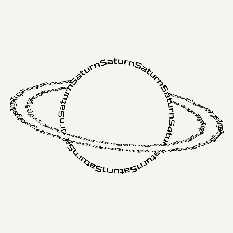 Saturn mit Ringen Grafik aus Text gebaut