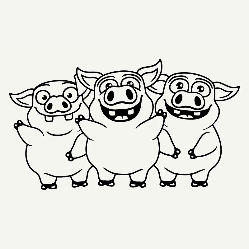 Équipe amicale de cochons drôles