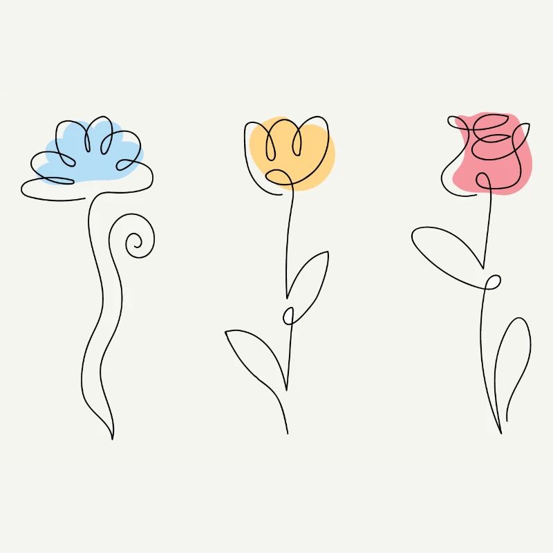 Trois fleurs de couleurs différentes