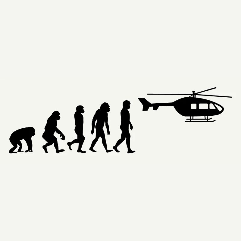 Hubschrauber Pilot Evolution Steinzeit