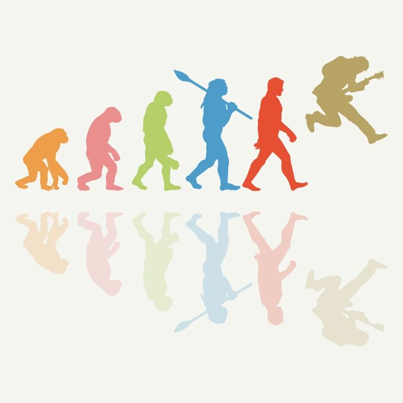 Human Evolution Guitar Band Retro Vintage