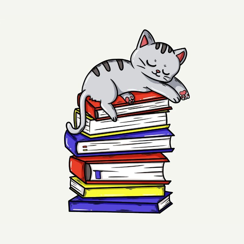 Cat kitten reading a book bookworm gift